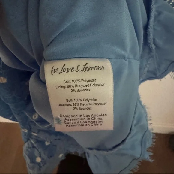 For Love And Lemons Samira Blue Lace Mini Dress size medium NWT - Picture 5 of 9